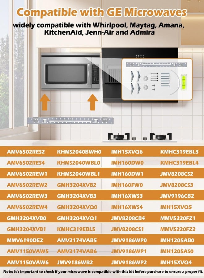 لوحة تثبيت الميكروويف W11025649 AP6245752 مع طقم براغي التثبيت، بديل لميكروويف ويرلبول، كيتشن إيد، أمانا، ومايتاج (طقم التثبيت W11025649 (مع أدوات التثبيت ومستوى العمود)) - Image 4
